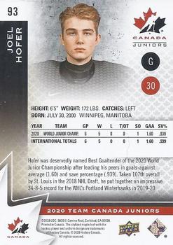 2020-21 Upper Deck Team Canada Juniors - High Gloss #93 Joel Hofer Back
