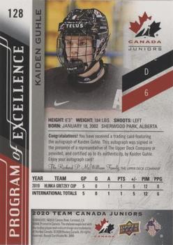 2020-21 Upper Deck Team Canada Juniors - Autographs #128 Kaiden Guhle Back