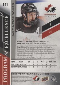2020-21 Upper Deck Team Canada Juniors - Autographs #141 Jake Neighbours Back