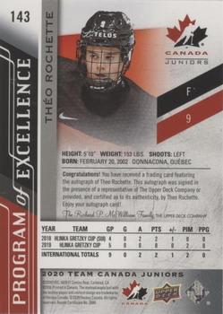 2020-21 Upper Deck Team Canada Juniors - Autographs #143 Theo Rochette Back