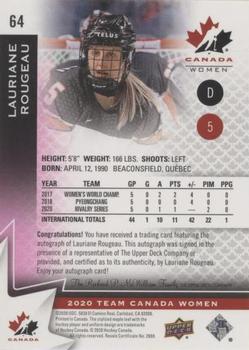 2020-21 Upper Deck Team Canada Juniors - Autographs Purple #64 Lauriane Rougeau Back