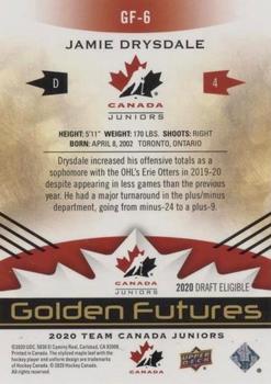 2020-21 Upper Deck Team Canada Juniors - Golden Futures #GF-6 Jamie Drysdale Back