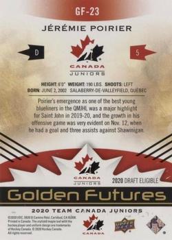 2020-21 Upper Deck Team Canada Juniors - Golden Futures #GF-23 Jeremie Poirier Back
