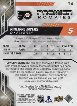 2019-20 Upper Deck Premier - Jersey Relics #74 Philippe Myers Back