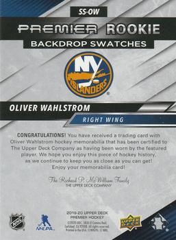 2019-20 Upper Deck Premier - Premier Rookie Backdrop Swatches #SS-OW Oliver Wahlstrom Back