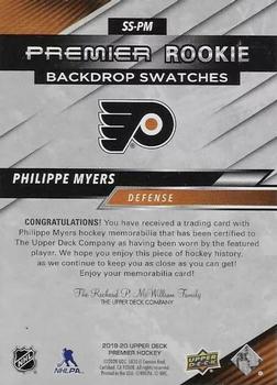 2019-20 Upper Deck Premier - Premier Rookie Backdrop Swatches #SS-PM Philippe Myers Back