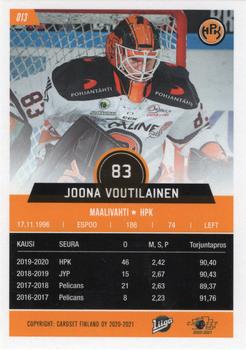 2020-21 Cardset Finland #013 Joona Voutilainen Back