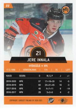 2020-21 Cardset Finland #018 Jere Innala Back