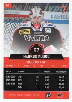 2020-21 Cardset Finland #049 Markus Ruusu Back