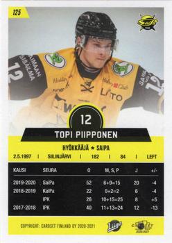 2020-21 Cardset Finland #125 Topi Piipponen Back
