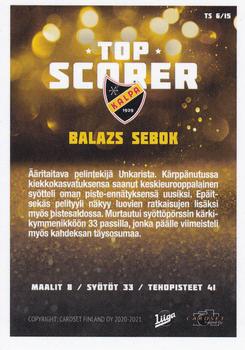 2020-21 Cardset Finland - Top Scorer #TS6 Balazs Sebok Back