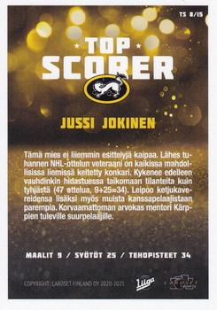 2020-21 Cardset Finland - Top Scorer #TS8 Jussi Jokinen Back