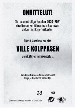 2020-21 Cardset Finland - Signature #NNO Ville Kolppanen Back