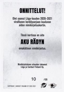 2020-21 Cardset Finland - Signature #NNO Aku Räty Back
