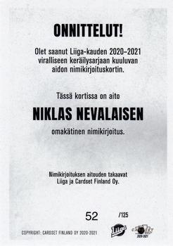 2020-21 Cardset Finland - Signature #NNO Niklas Nevalainen Back