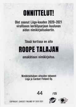 2020-21 Cardset Finland - Signature #NNO Roope Talaja Back
