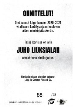 2020-21 Cardset Finland - Signature #NNO Juho Liuksiala Back