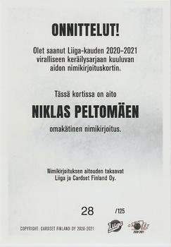 2020-21 Cardset Finland - Signature #NNO Niklas Peltomäki Back