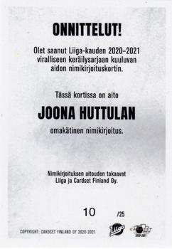 2020-21 Cardset Finland - Signature Limited Edition #NNO Joona Huttula Back