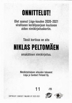 2020-21 Cardset Finland - Signature Limited Edition #NNO Niklas Peltomäki Back