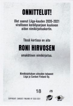 2020-21 Cardset Finland - Signature Limited Edition #NNO Roni Hirvonen Back