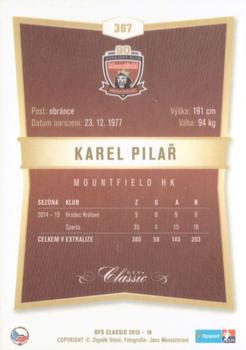 2015-16 OFS Classic Série II #367 Karel Pilar Back