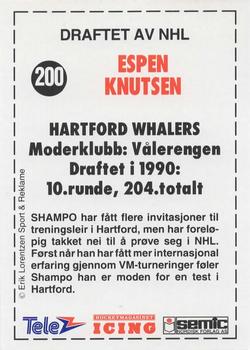 1992-93 Semic Eliteserien (Norwegian) #200 Espen Knutsen Back