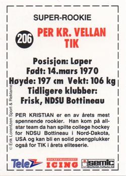 1992-93 Semic Eliteserien (Norwegian) #206 Per Kristian Vellan Back