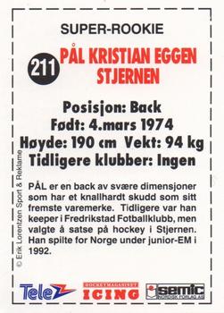1992-93 Semic Eliteserien (Norwegian) #211 Pål Kristian Eggen Back