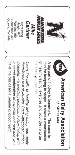 1989-90 American Dairy Association Minnesota North Stars Postcards #NNO Mike Gartner Back