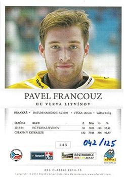 2014-15 OFS Classic - Rainbow #145 Pavel Francouz Back
