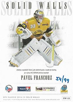 2014-15 OFS Classic - Solid Walls #22 Pavel Francouz Back