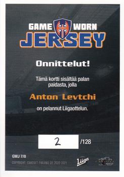 2020-21 Cardset Finland - Game Worn Jersey Exchange #GWJ7 Anton Levtchi Back