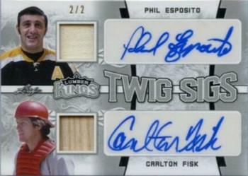 2019-20 Leaf Lumber Kings - Dual Twig Sigs Autographs Silver #DTS-04 Phil Esposito / Carlton Fisk Front