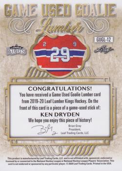 2019-20 Leaf Lumber Kings - Game Used Goalie Lumber Bronze #GUGL-12 Ken Dryden Back