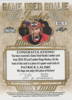 2019-20 Leaf Lumber Kings - Game Used Goalie Lumber Bronze #GUGL-15 Patrick Lalime Back