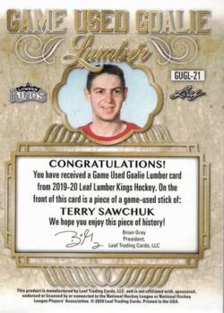 2019-20 Leaf Lumber Kings - Game Used Goalie Lumber Bronze #GUGL-21 Terry Sawchuk Back