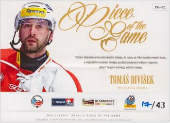 2014-15 OFS Classic - Piece of the Game #PG-32 Tomas Divisek Back