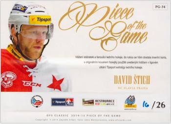 2014-15 OFS Classic - Piece of the Game #PG-34 David Stich Back