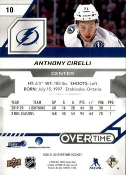 2020-21 Upper Deck Overtime #10 Anthony Cirelli Back