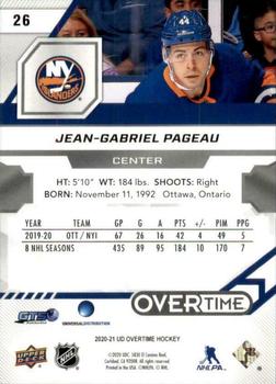 2020-21 Upper Deck Overtime #26 Jean-Gabriel Pageau Back