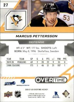 2020-21 Upper Deck Overtime #27 Marcus Pettersson Back