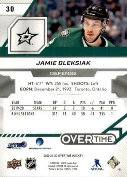 2020-21 Upper Deck Overtime #30 Jamie Oleksiak Back