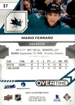 2020-21 Upper Deck Overtime #37 Mario Ferraro Back