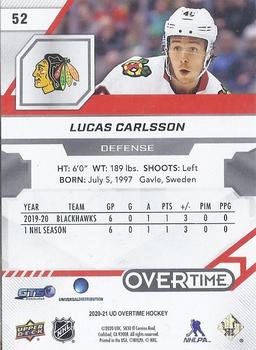 2020-21 Upper Deck Overtime #52 Lucas Carlsson Back
