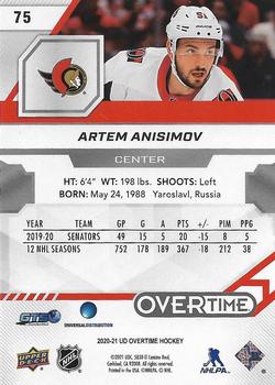 2020-21 Upper Deck Overtime #75 Artem Anisimov Back