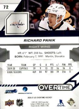 2020-21 Upper Deck Overtime - Blue Foil #72 Richard Panik Back
