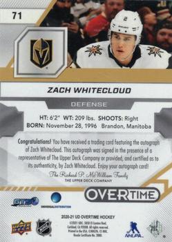 2020-21 Upper Deck Overtime - Gold Foil Autographs #71 Zach Whitecloud Back