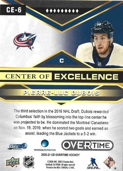 2020-21 Upper Deck Overtime - Center of Excellence #CE-6 Pierre-Luc Dubois Back
