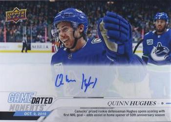 2019-20 Upper Deck Game Dated Moments - Autographs #6 Quinn Hughes Front
